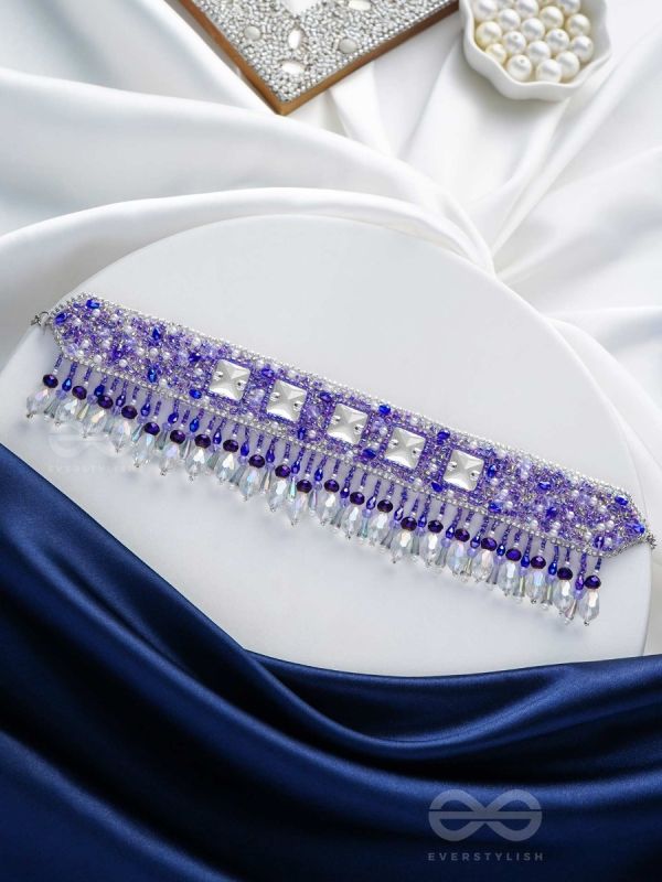 Abhramaya- The Cloudy Sky- Stones and Glass Beads Embroidered Choker Necklace 