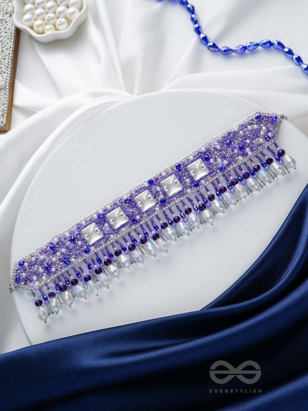 Abhramaya- The Cloudy Sky- Stones and Glass Beads Embroidered Choker Necklace 