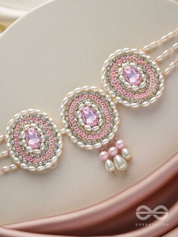Avaarya- The Enchanting- Stones, Pearls and Sequins Embroidered Choker Necklace 