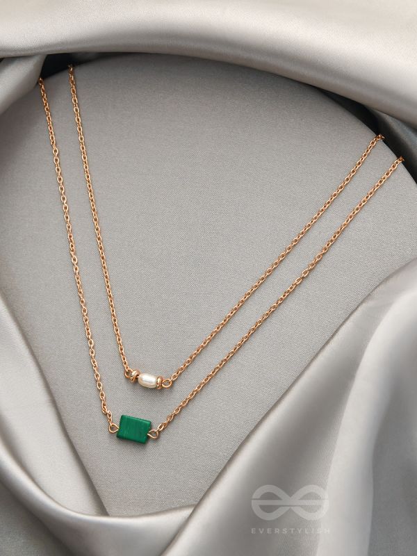 The Jade Shadow- Golden Layered Necklace With Anti-Tarnish Coating 