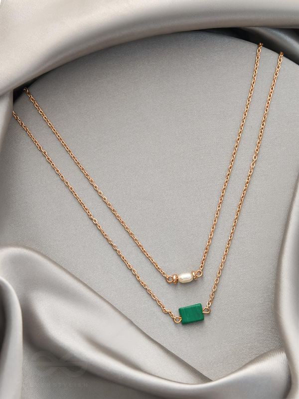 The Jade Shadow- Golden Layered Necklace With Anti-Tarnish Coating 