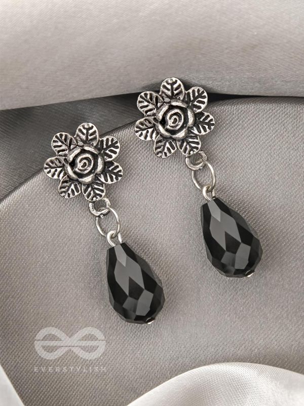 The Frosted Flower- Tiny Trinket Earrings (Ebony Black)