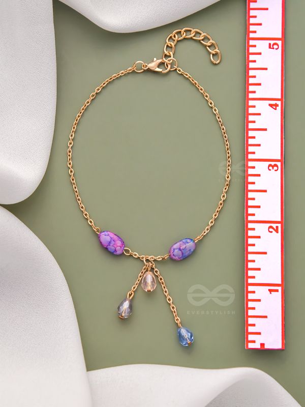 The Purple Moon- Golden Stones and Beads Bracelet