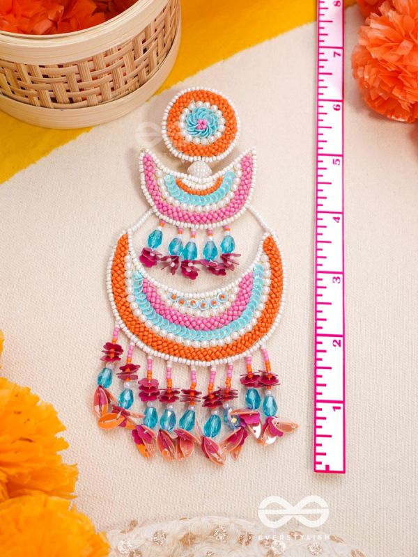 Tricit - The Three-Layered - Beads And Sequins Hand Embroidered Earrings