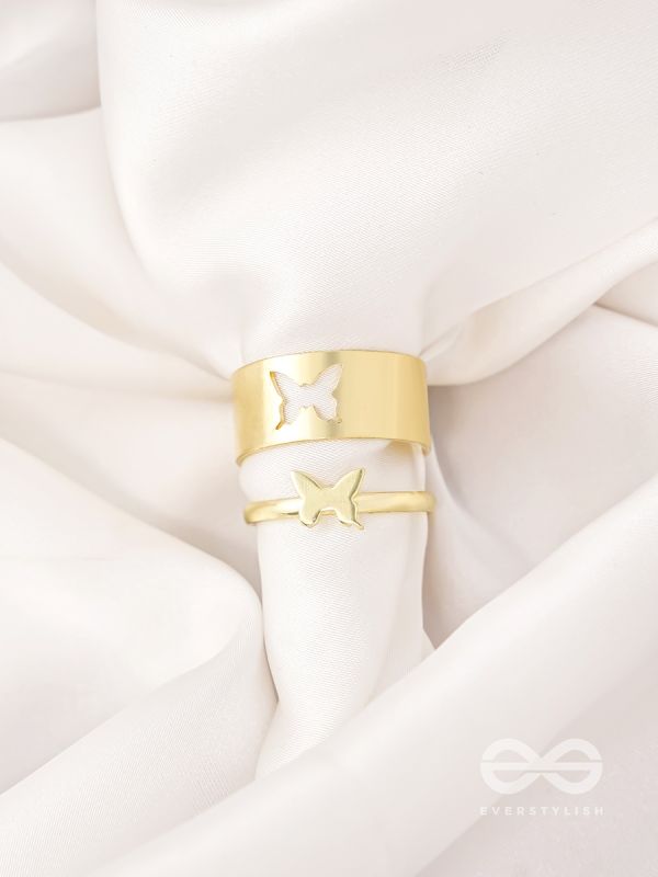 The Missing Moth- Set of Two Golden Rings