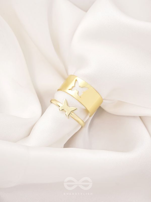 The Missing Moth- Set of Two Golden Rings