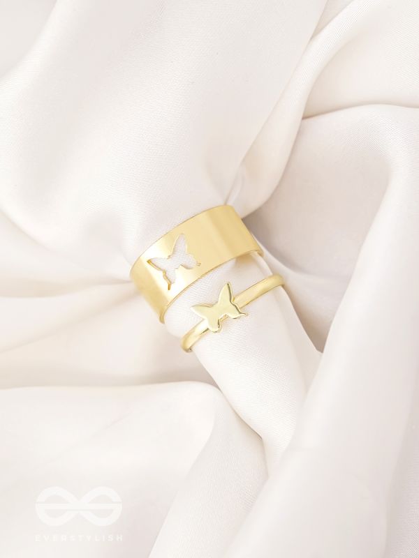 The Missing Moth- Set of Two Golden Rings