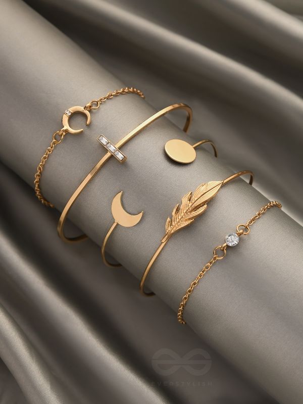 The High Five- Set of 5 Golden Bracelets