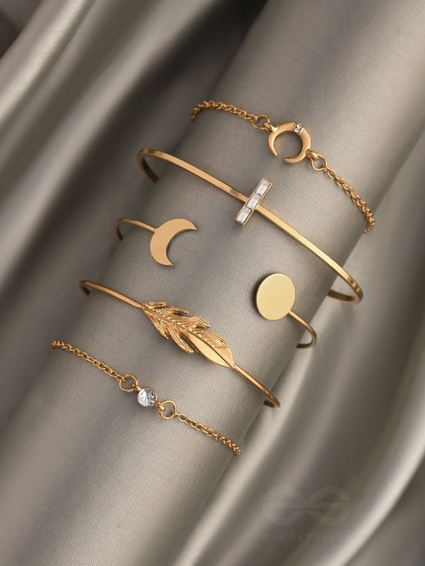 The High Five- Set of 5 Golden Bracelets