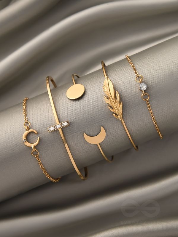 The High Five- Set of 5 Golden Bracelets