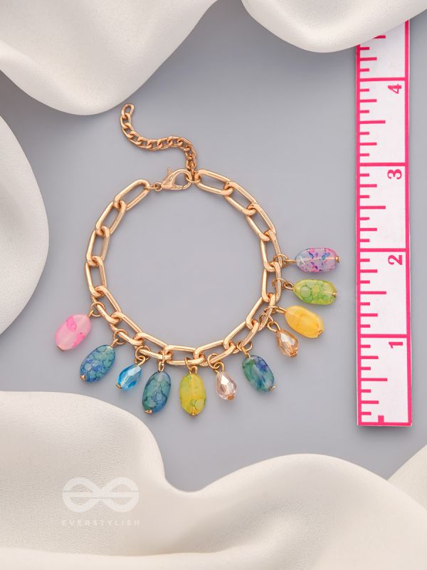 The Rainbow Drops- Golden Embellished Bracelet