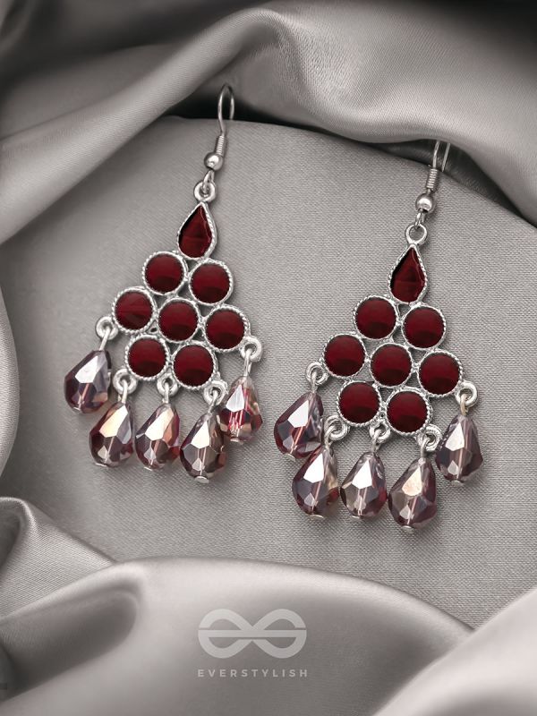 The Maroon Haze- Oxidised Glass Beads Earrings