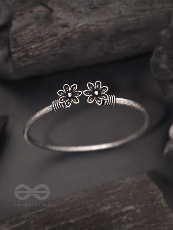 The Early Bloomer- Oxidised Bangle Bracelet