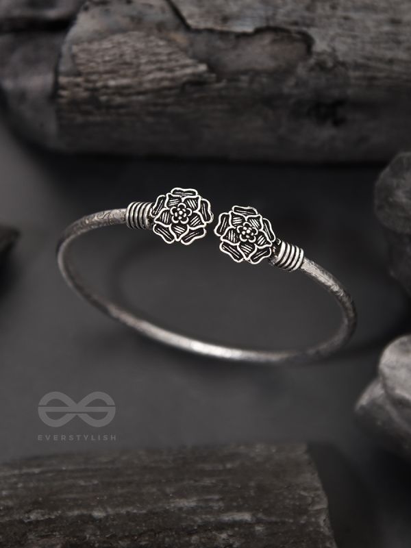 Full Bloom - Oxidised Bangle Bracelet