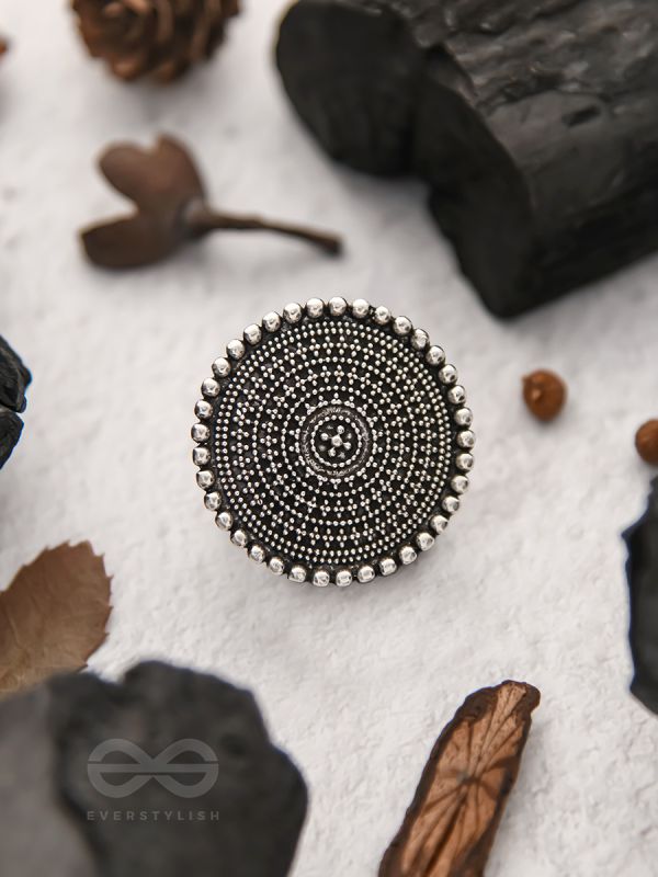 The Raven Halo- Oxidised Statement Ring