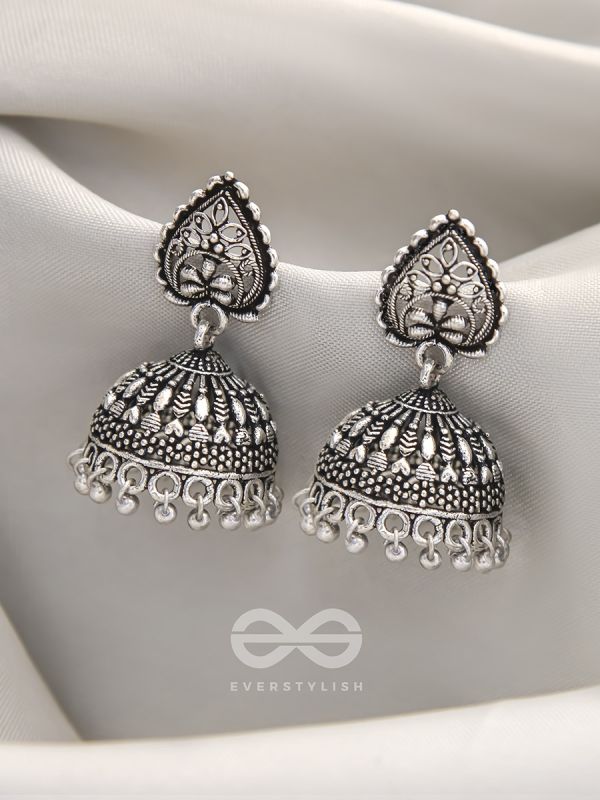Hearts and Flowers- Brass Jhumka Earrings