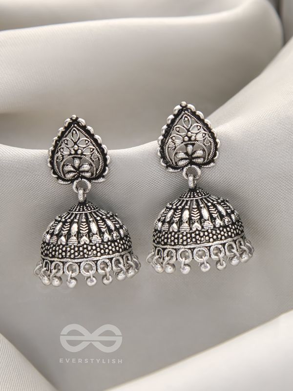 Hearts and Flowers- Brass Jhumka Earrings