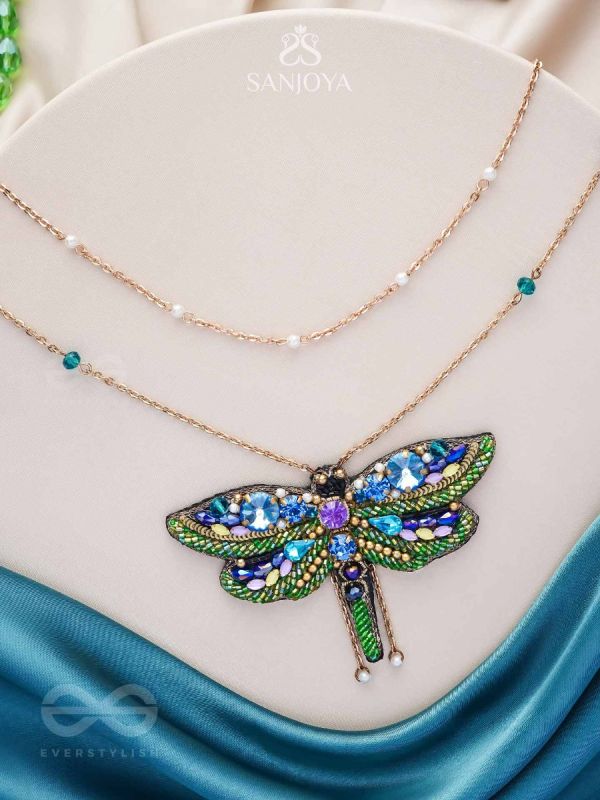 Chitrang- The Colorful Butterfly - Stones And Sequins Embroidered Necklace With Anti-Tarnish Coating 