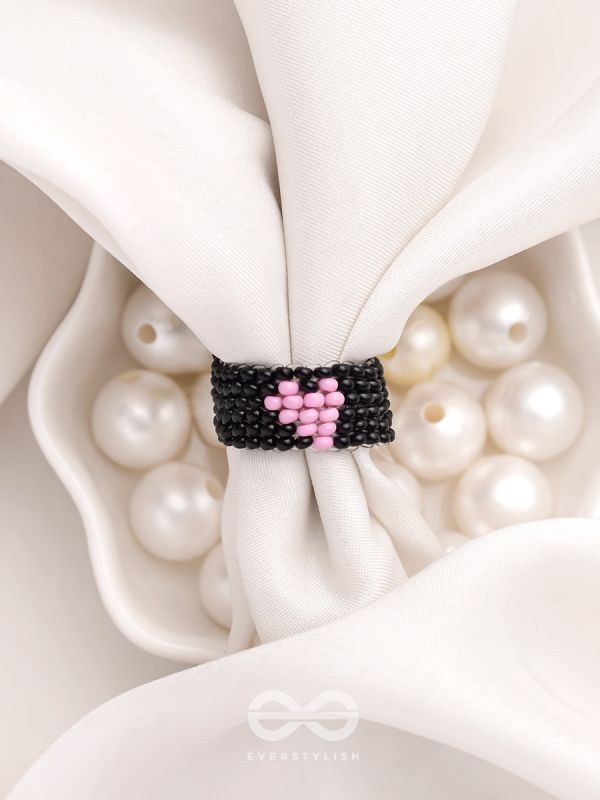 The Midnight Sky- Black Beaded Ring