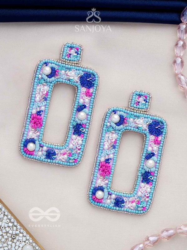 Hiranyada - The Ocean Treasure - Pearls, Beads And Sequins Hand Embroidered Earrings