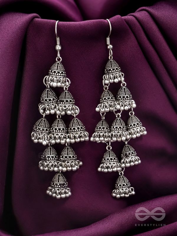 The Sheeny Web- Oxidised Statement Earrings