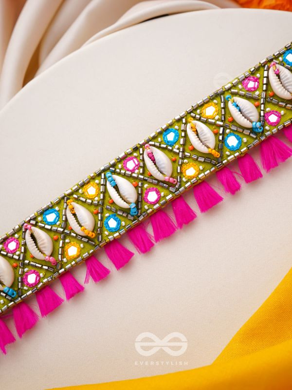 Dyotana - The Sparkling Colors - Shells, Resham And Mirror Hand Embroidered Choker Neckpiece