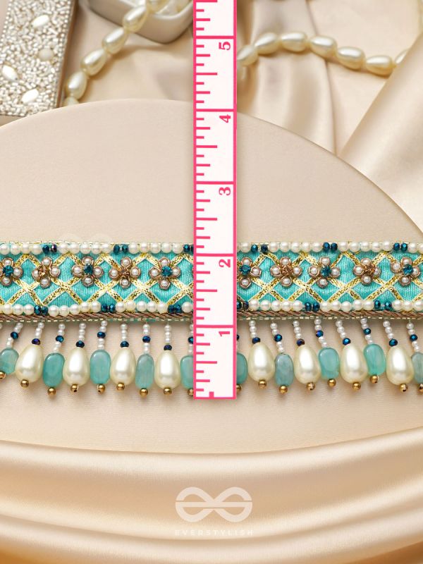 Dhrti - A Mythical Shore - Pearls And Beads Hand Embroidered Choker Necklace