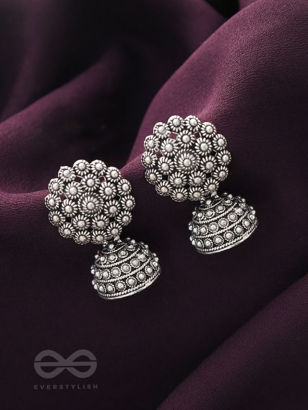 The Snowy Forest - Oxidised Jhumka Earrings