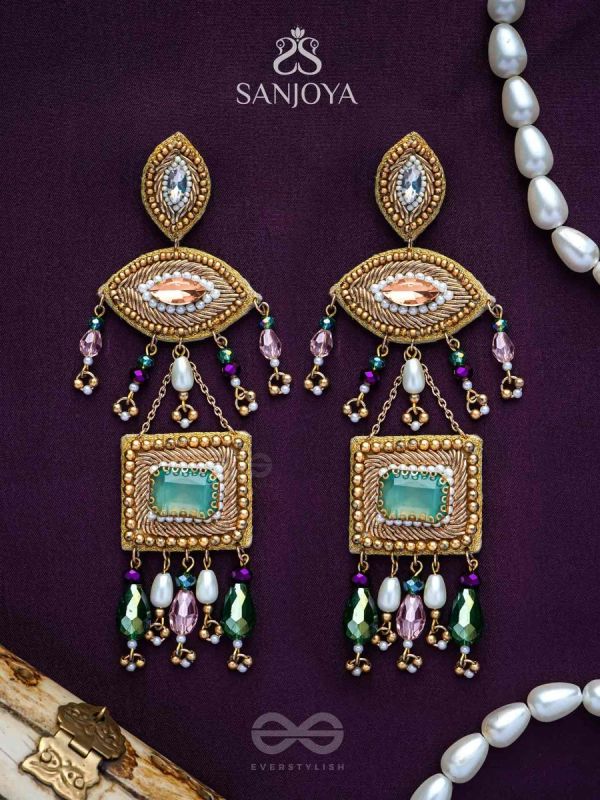 Akshan- The Divine Eye- Pearls and Stones Embroidered Earrings 