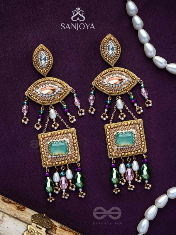 Akshan- The Divine Eye- Pearls and Stones Embroidered Earrings 