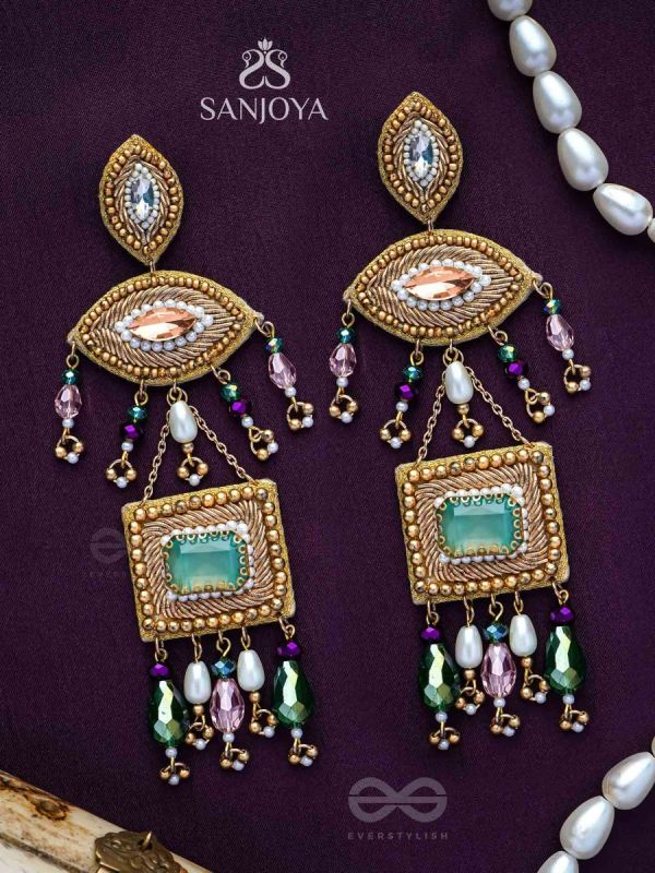Akshan- The Divine Eye- Pearls and Stones Embroidered Earrings 