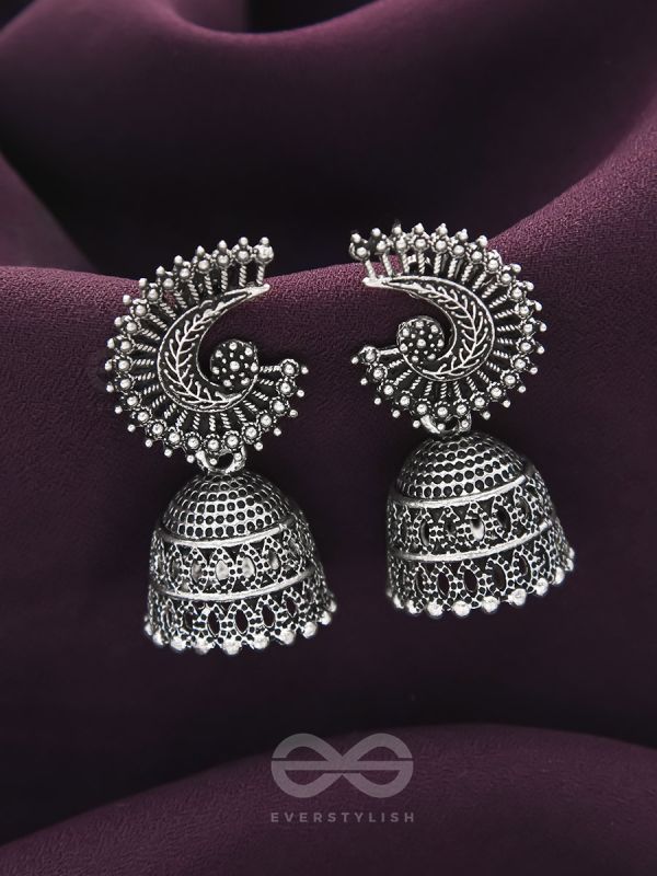 The Sterling Shell- Oxidised Jhumka Earrings