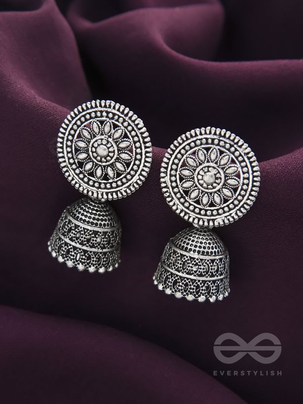 The Sun Glare- Oxidised Jhumka Earrings