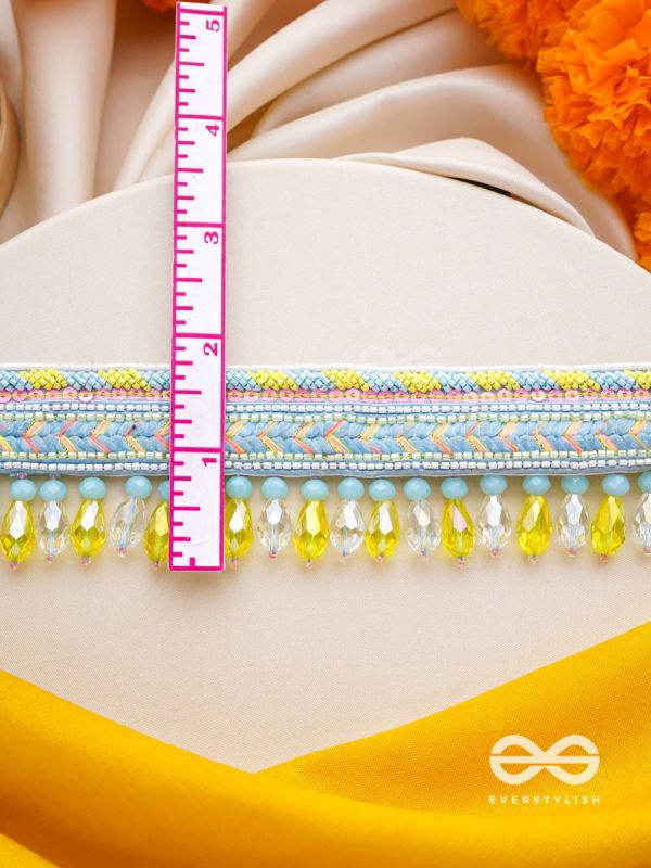 Kelih - Garden Of Sky - Resham, Cutdana And Glass Drops Hand Embroidered Choker Neckpiece