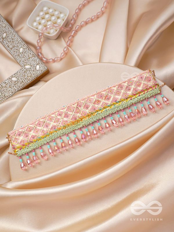 Maanikya- The Pink Wonder- Sequins and Beads Embroidered Choker Necklace