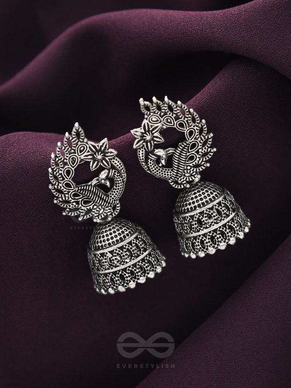 The Bird of Wonder- Oxidised Jhumka Earrings