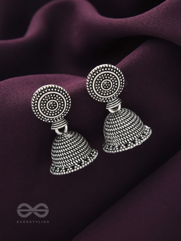 The Spotted Sun- Oxidised Jhumka Earrings