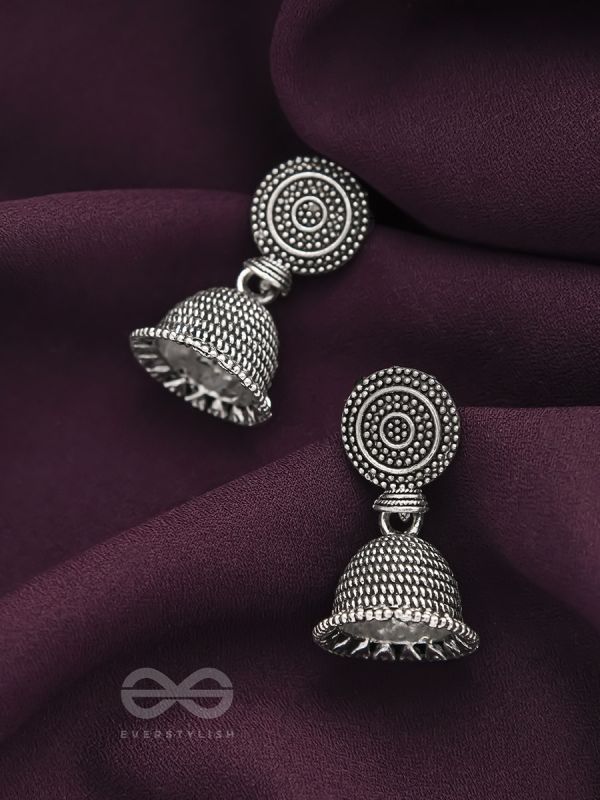 The Spotted Sun- Oxidised Jhumka Earrings