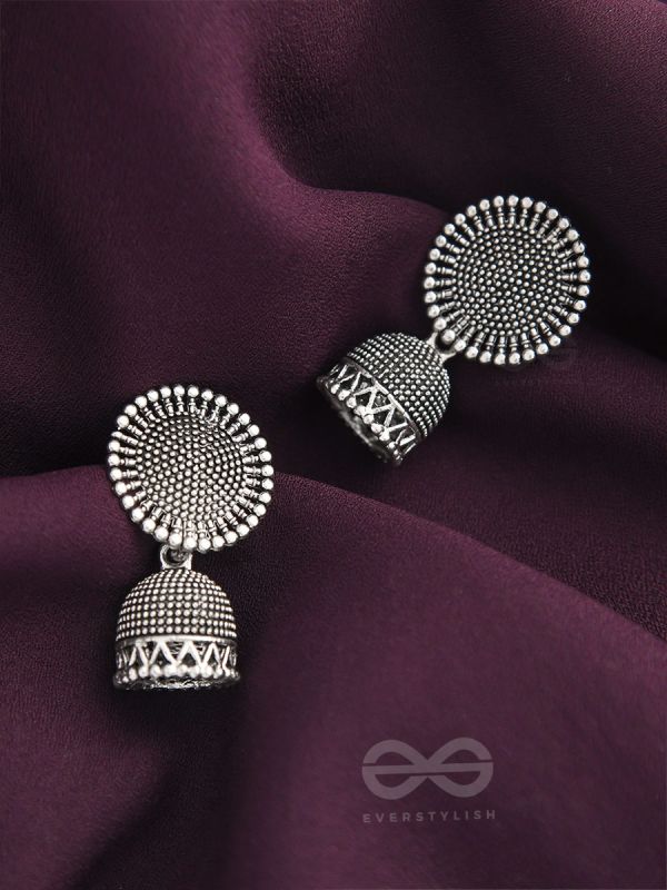 The Blazing Sunbeams- Oxidised Jhumka Earrings