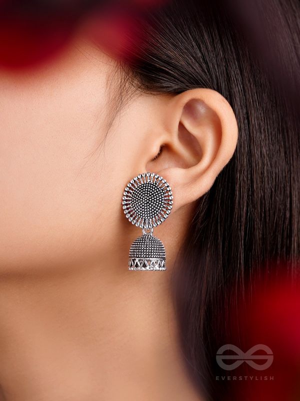 The Blazing Sunbeams- Oxidised Jhumka Earrings