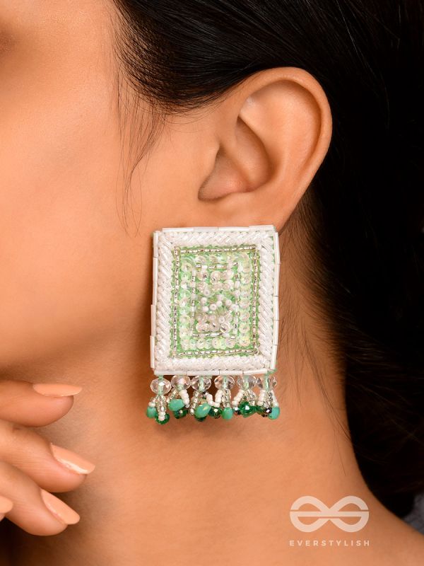 Aalekhya- The Pretty Painting- Sequins and Glass Beads Embroidered Earrings