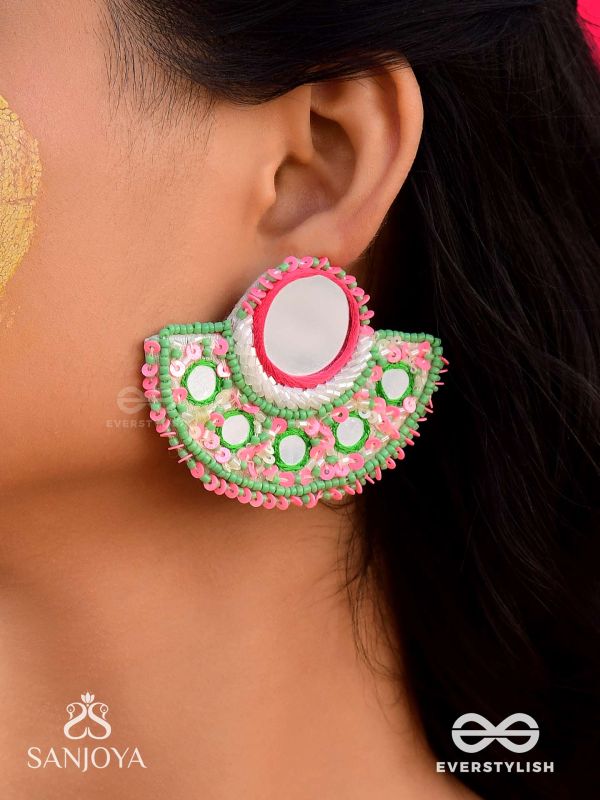Svastamita- The Beautiful Sunset- Mirror and Resham Embroidered Earrings
