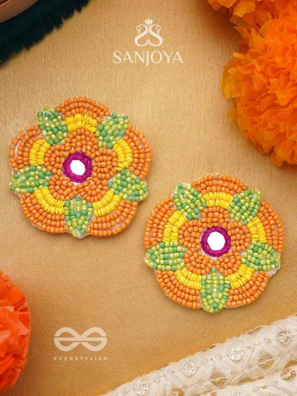 Maneeka- The Beautiful Bloom- Mirror and Resham Embroidered Earrings