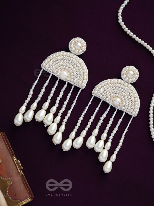 Avasara- The Pristine Rains- Pearls and Pearl Drops Embroidered Earrings