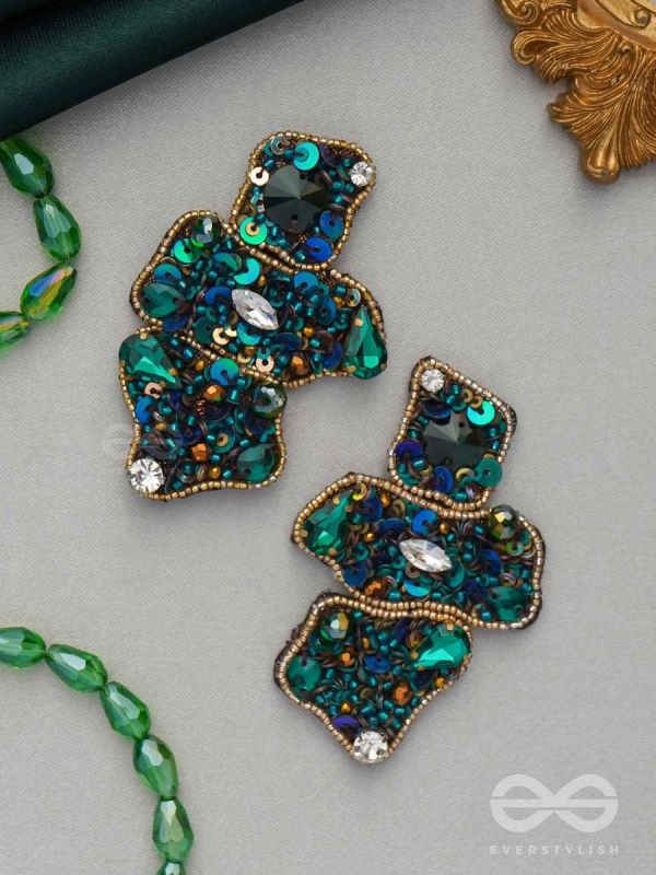 Dhvaanta- The Night Sky- Stone and Sequins Embroidered Earrings