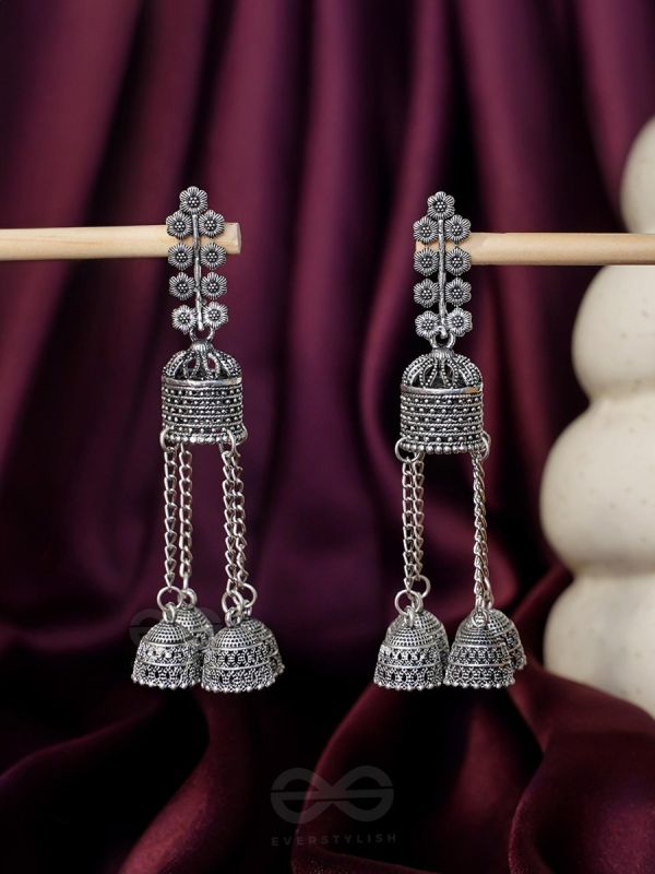The Temple BellsOxidised Jhumka Earrings