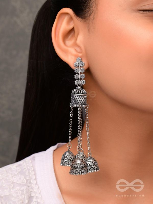 The Temple BellsOxidised Jhumka Earrings
