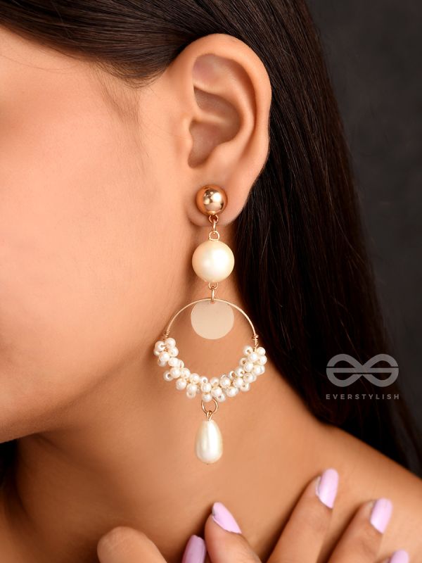 The Ivory Moon- Golden Pearl Earrings