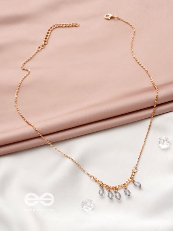The Dripping Rain- Golden Embellished Necklace With Anti-Tarnish Coating 