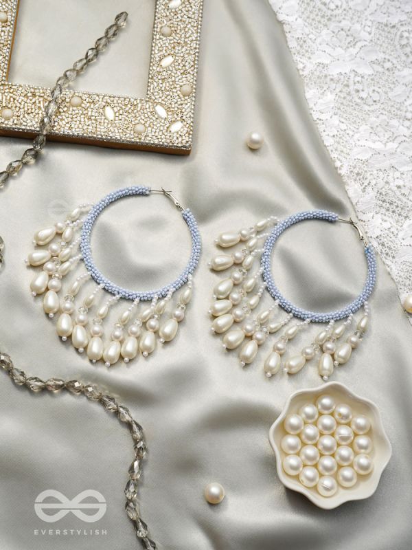 Mihika- The Splendid Snow- Pearls and Beads Embroidered Earrings
